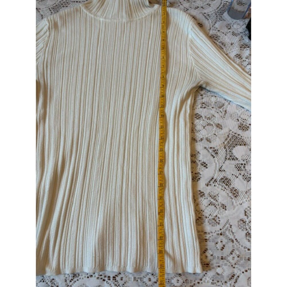 Time & Tru Cream Ribbed Turtleneck - Picture 5 of 6